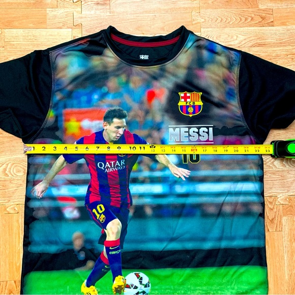 Messi All Over Print FCB 10 Polyester Shirt Mens sz XL Short Sleeve Soccer - Picture 5 of 9